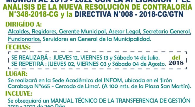 Curso Especializado: La Transferencia de la Gestión Administrativa de los Gobiernos Locales y Regionales 2019 – 2022